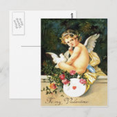 Carte Postale Cherub Cupid Dove Coeur Rose (Devant / Derrière)