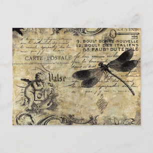 Carte postale - Cherub Dragonfly français vintage