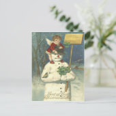 Carte Postale Cherub Snowman Souriant Songbird Shamrock (Debout devant)