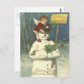 Carte Postale Cherub Snowman Souriant Songbird Shamrock (Devant / Derrière)
