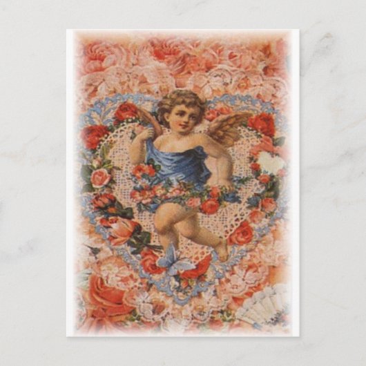 Carte Postale Cherub victorien avec Coeurs et dentelle (Devant)