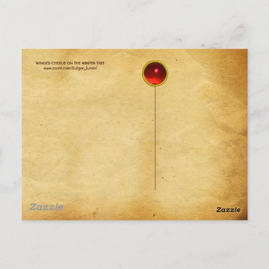 Carte Postale CHÉRUBIN AILÉ SUR UN ARBRE D'HIVER AVEC OISEAUX No (Dos)