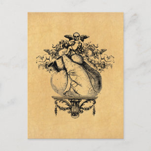 Carte Postale Cherubs et Coeur gothiques