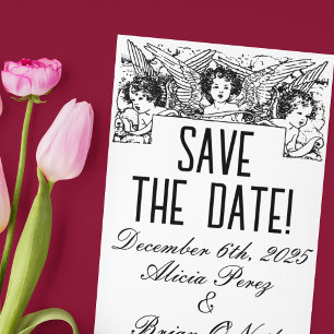 Carte Postale Cherubs victoriens noirs et blancs Économisez à jo