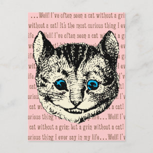 Carte Postale Cheshire Cat - Vintage Alice au pays des merveille