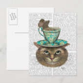 Carte Postale Cheshire Chat avec Coupe sur la tête (Devant / Derrière)