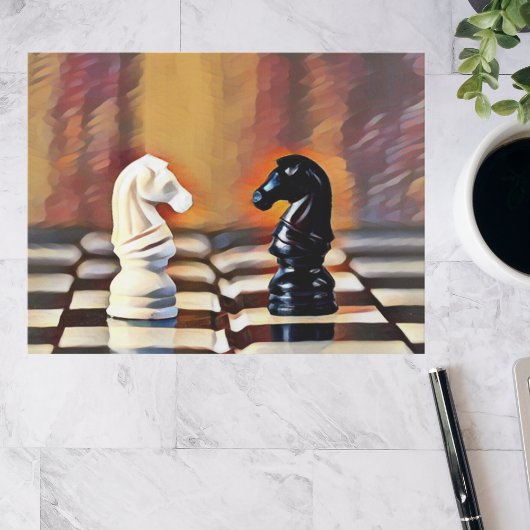 Carte Postale Chess Knights Chess Board