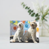 Carte Postale Chester et Lilly - GoldenDoodle -7 (Debout devant)