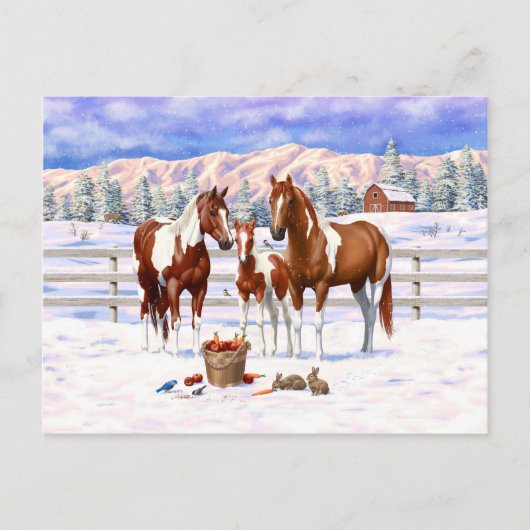 Carte Postale Chestnut Pinto Sorrel Peinture Quarter Chevaux Dan (Devant)