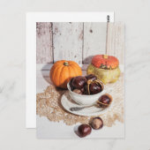 Carte Postale Chestnut rustique saisonnière et citrouille vie mo (Devant / Derrière)
