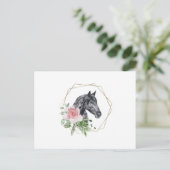 Carte Postale Cheval à fleurs aquarelle (Debout devant)