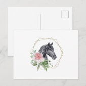 Carte Postale Cheval à fleurs aquarelle (Devant / Derrière)