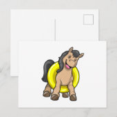 Carte Postale Cheval à la plage avec bouée de natation (Devant / Derrière)