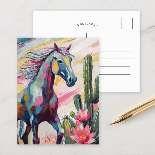 Carte Postale Cheval Abstrait moderne et succulents