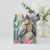 Carte Postale Cheval Abstrait moderne et succulents (Debout devant)