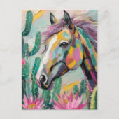 Carte Postale Cheval Abstrait moderne et succulents (Devant)