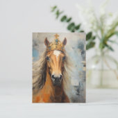 Carte Postale Cheval adorable dans une couronne (Debout devant)