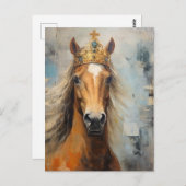 Carte Postale Cheval adorable dans une couronne (Devant / Derrière)