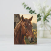 Carte Postale Cheval Alezan Heure Dorée Grange (Debout devant)