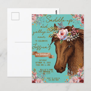 Carte Postale Cheval aquarelle anniversaire fête de cheval