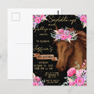 Carte Postale Cheval aquarelle anniversaire fête de cheval