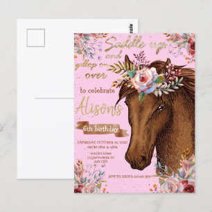 Carte Postale Cheval aquarelle anniversaire fête de cheval