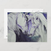 Carte postale Cheval Aquarelle - Violet (Devant / Derrière)