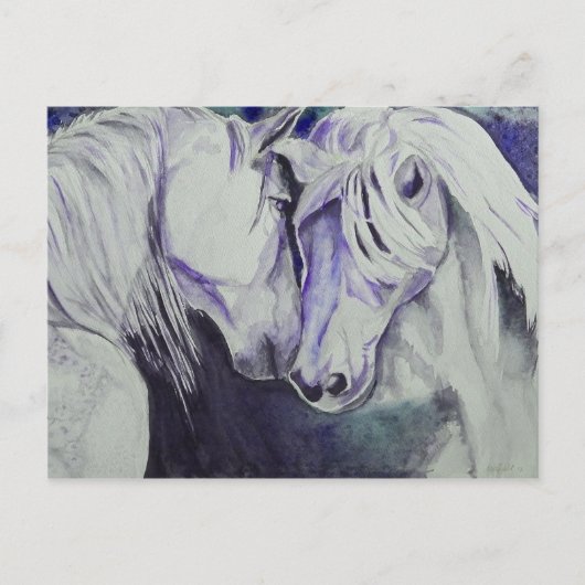 Carte postale Cheval Aquarelle - Violet (Devant)