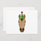 Carte Postale Cheval avec chapeau de fête (Devant / Derrière)