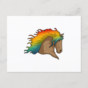 Carte Postale Cheval avec cheveux arc-en-ciel