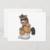 Carte Postale Cheval avec de grosses chaussures (Devant / Derrière)