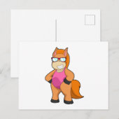 Carte Postale Cheval avec des lunettes de soleil (Devant / Derrière)