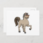 Carte Postale Cheval avec des lunettes de soleil (Devant / Derrière)