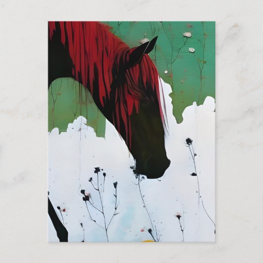 Carte Postale Cheval avec un Mane Rouge (Devant)
