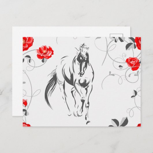 Carte postale Cheval baroque (Devant / Derrière)