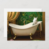 Carte Postale Cheval blanc dans une baignoire (Devant / Derrière)