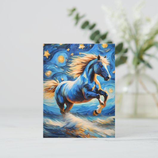 Carte Postale Cheval bleu (Debout devant)