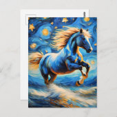 Carte Postale Cheval bleu (Devant / Derrière)