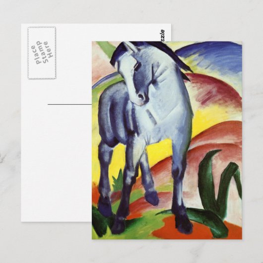 Carte Postale Cheval bleu (Devant / Derrière)