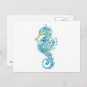 Carte Postale Cheval bleu Abstrait (Devant / Derrière)