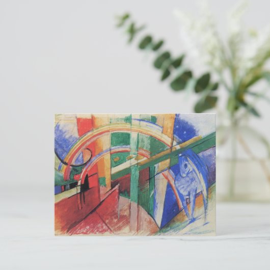 Carte Postale Cheval bleu avec arc-en-ciel par Franz Marc (Debout devant)