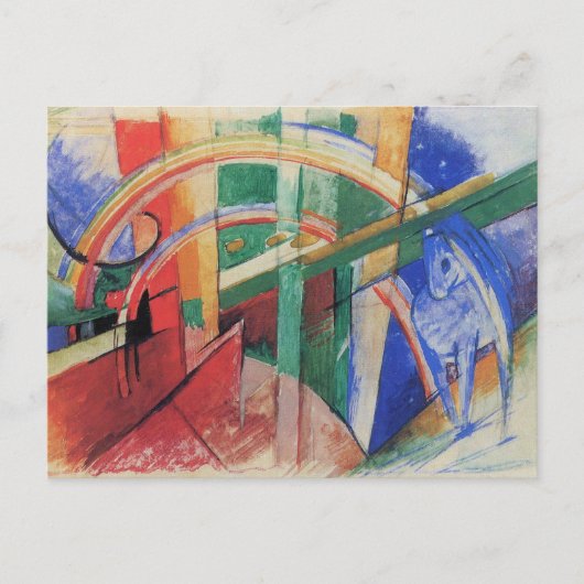 Carte Postale Cheval bleu avec arc-en-ciel par Franz Marc (Devant)