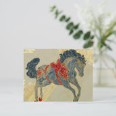 Carte Postale Cheval bleu royal orné (Debout devant)