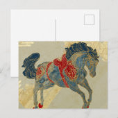 Carte Postale Cheval bleu royal orné (Devant / Derrière)