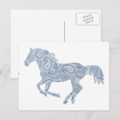 Carte Postale Cheval Blue Paisley (Devant / Derrière)