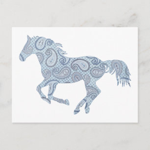 Carte Postale Cheval Blue Paisley