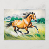 Carte Postale Cheval Brown traversant une prairie (Devant)