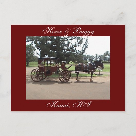 Carte Postale Cheval & Buggy, Kauai, HI (Devant)