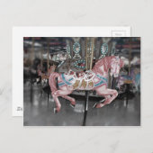 Carte Postale Cheval carrousel rose (Devant / Derrière)