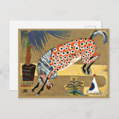 Carte Postale Cheval clown, peinture d'art, (Devant / Derrière)